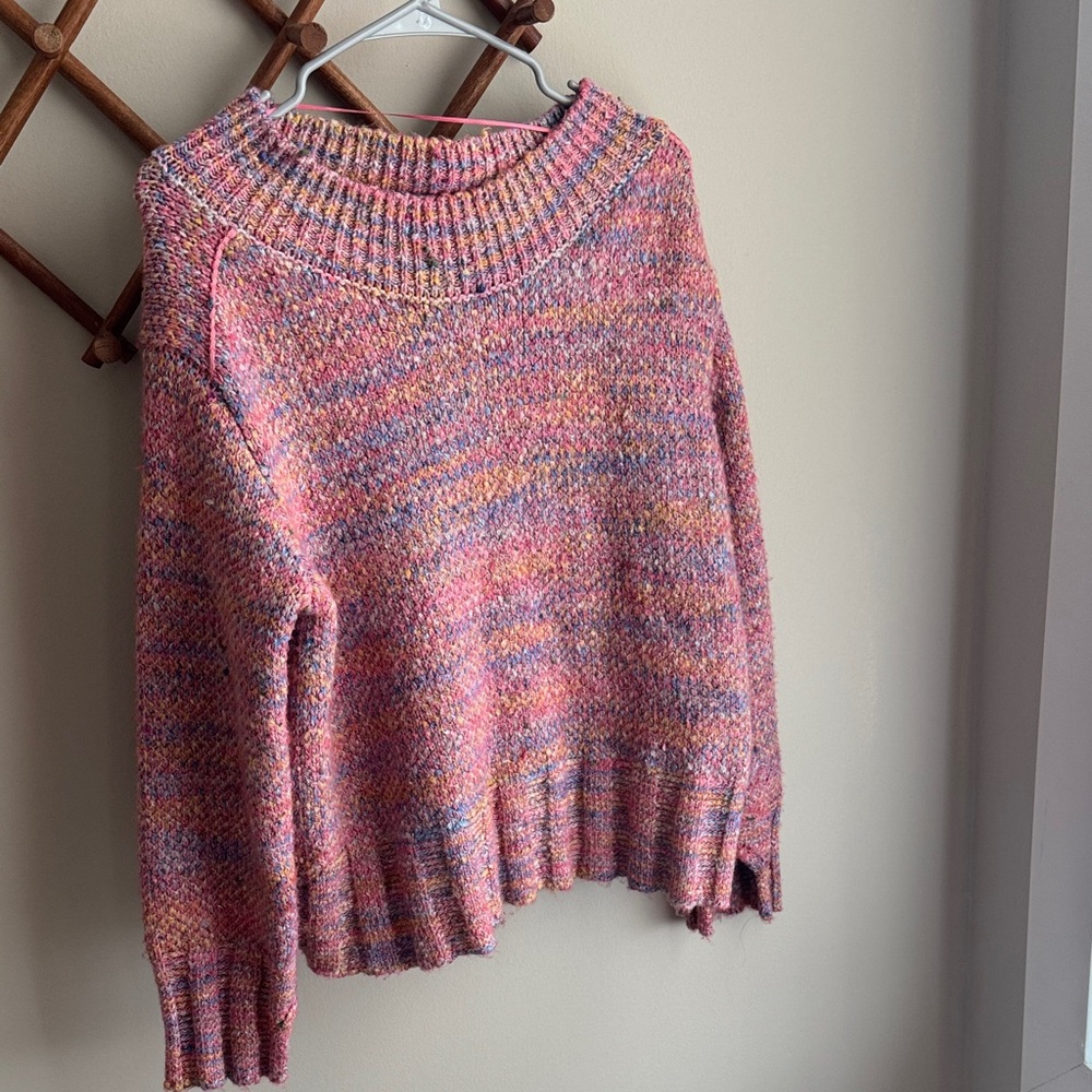 Free People Pink and Purple Knit Women's Sweater